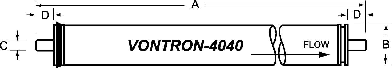 Vontron ULP21-4040 RO Membrane Element Dimension