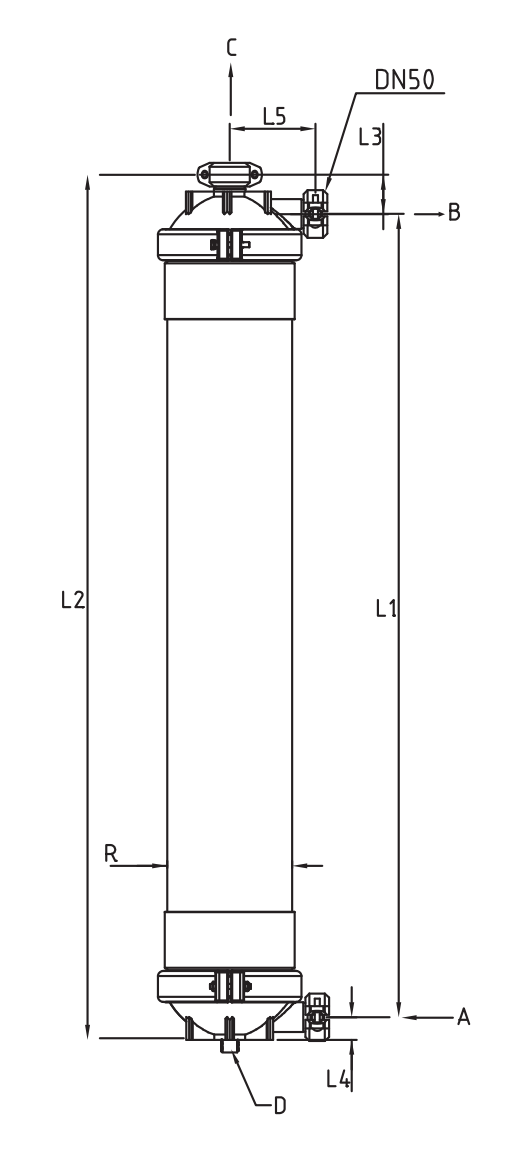 Memstar UF-1010E Pressurized UF Membrane Dimension